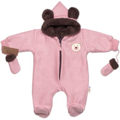 Baby Nellys Oteplená pletená kombinéza s rukavičkama Teddy Bear, dvouvrstvá,růžová,vel.68 Baby Nellys Oteplená pletená kombinéza s rukavičkama Teddy Bear, dvouvrstvá,růžová,vel.68