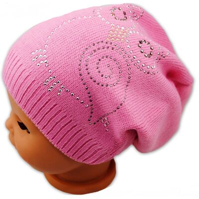 Baby Nellys Jarní/podzimní čepice Sovička - růžová, Baby Nellys Jarní/podzimní čepice Sovička - růžová,