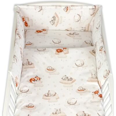Baby Nellys Sada do postýlky 3D, mantinel a povlečení - Na obláčku, béžová, bílá Baby Nellys Sada do postýlky 3D, mantinel a povlečení - Na obláčku, béžová, bílá