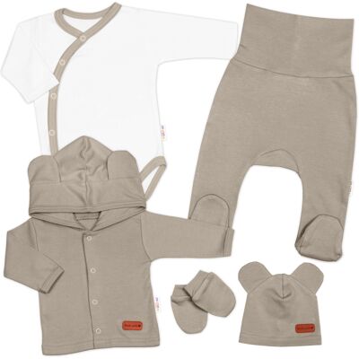 Baby Nellys 5D Bavlněná souprava pro miminko do porodnice Nature, béžová,50 Baby Nellys 5D Bavlněná souprava pro miminko do porodnice Nature, béžová,50