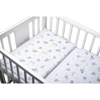 Baby Nellys 3-dílná sada, mantinel s povlečením Hračky - bílá, 135x100 cm Baby Nellys 3-dílná sada, mantinel s povlečením Hračky - bílá, 135x100 cm