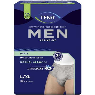 Tena Men Pants Normal L/XL inkontinenční kalhotky šedé 8 ks Tena Men Pants Normal L/XL inkontinenční kalhotky šedé 8 ks