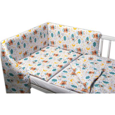 Baby Nellys 3-dílná sada, mantinel s povlečením Sny medvídků - hnědá, bílá, 135x100 cm Baby Nellys 3-dílná sada, mantinel s povlečením Sny medvídků - hnědá, bílá, 135x100 cm