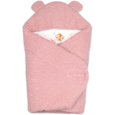 Baby Nellys Beránková zavinovačka s kapucí bavlna/beránek, Teddy - Baletka, pudrově růžová Baby Nellys Beránková zavinovačka s kapucí bavlna/beránek, Teddy - Baletka, pudrově růžová
