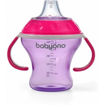 BabyOno Bezděčná Hrnek s Měkým Ventilem - 180ml - Fialová - Tréninkový Hrnek pro Batolata BabyOno Bezděčná Hrnek s Měkým Ventilem - 180ml - Fialová - Tréninkový Hrnek pro Batolata