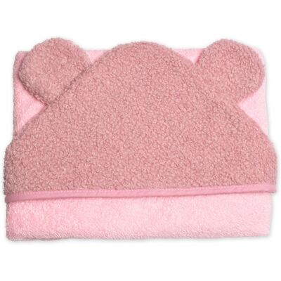 Baby Nellys Kojenecká osuška s kapucí a oušky Boucle 80x80cm, froté - pudrově růžová Baby Nellys Kojenecká osuška s kapucí a oušky Boucle 80x80cm, froté - pudrově růžová
