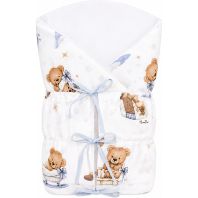Baby Nellys Klasická retro zavinovačka LALLY šněrovací s výplní, Medvídci, modrá, bílá Baby Nellys Klasická retro zavinovačka LALLY šněrovací s výplní, Medvídci, modrá, bílá