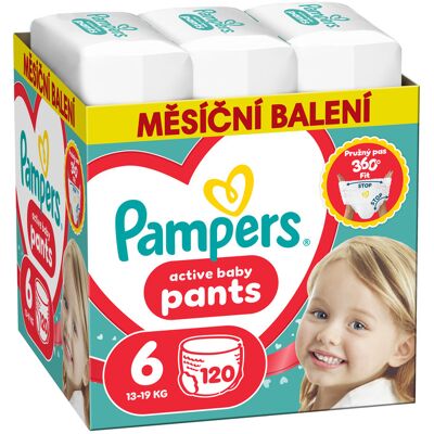 Pampers Active Baby vel. 6 13-19 kg plenkové kalhotky 120 ks Pampers Active Baby vel. 6 13-19 kg plenkové kalhotky 120 ks