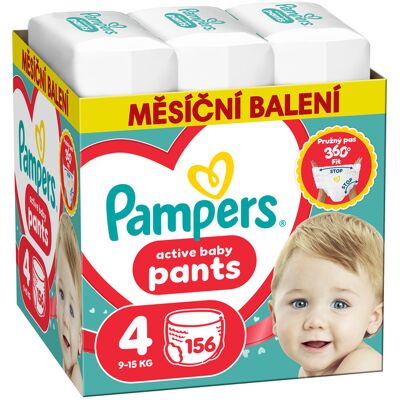 Pampers Active Baby vel. 4 9-15 kg plenkové kalhotky 156 ks Pampers Active Baby vel. 4 9-15 kg plenkové kalhotky 156 ks