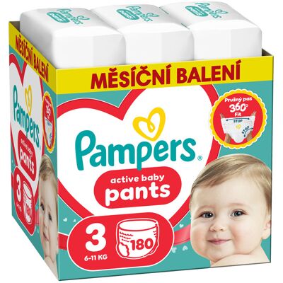 Pampers Active Baby vel. 3 6-11 kg plenkové kalhotky 180 ks Pampers Active Baby vel. 3 6-11 kg plenkové kalhotky 180 ks