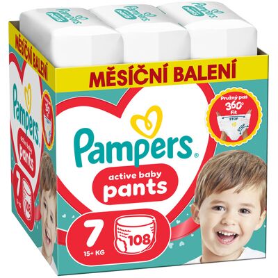 Pampers Active Baby vel. 7 15+ kg plenkové kalhotky 108 ks Pampers Active Baby vel. 7 15+ kg plenkové kalhotky 108 ks