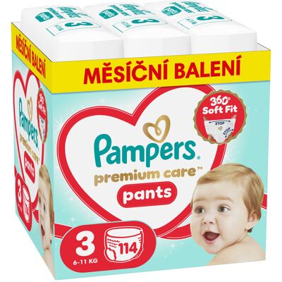 Pampers Premium Care Pants vel. 3 6-11 kg plenkové kalhotky 114 ks Pampers Premium Care Pants vel. 3 6-11 kg plenkové kalhotky 114 ks