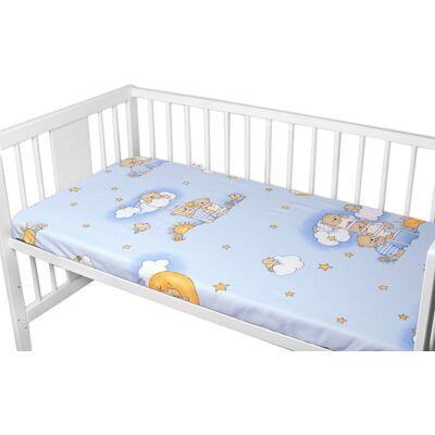 Baby Nellys Prostěradlo do postýlky 140x70cm, bavlna Premium, Medvídek na žebříku, modré Baby Nellys Prostěradlo do postýlky 140x70cm, bavlna Premium, Medvídek na žebříku, modré