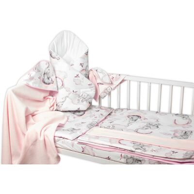 Baby Nellys 6-ti dílná výhod. sada s dárkem pro miminko , 120x90 Slon a duha, růžová/bílá Baby Nellys 6-ti dílná výhod. sada s dárkem pro miminko , 120x90 Slon a duha, růžová/bílá