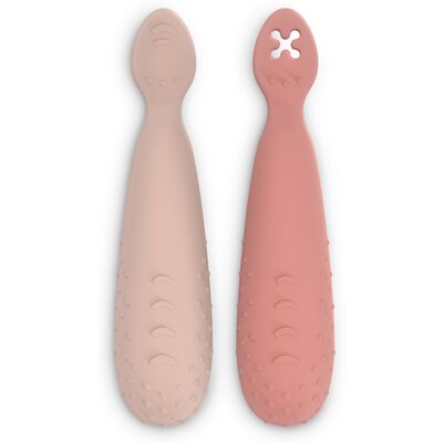 Suavinex Colour Essence Lžičky na učení 6m+ 2 ks růžové Suavinex Colour Essence Lžičky na učení 6m+ 2 ks růžové