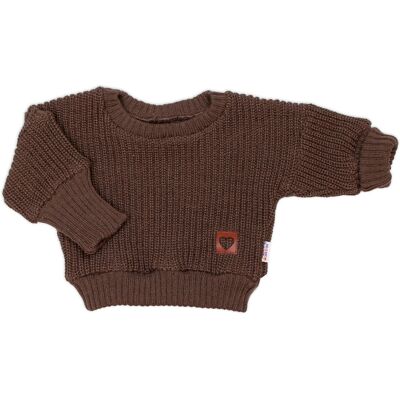 Baby Nellys Rostoucí oversize pletený svetřík pro miminko, hnědý, 68/74 Baby Nellys Rostoucí oversize pletený svetřík pro miminko, hnědý, 68/74