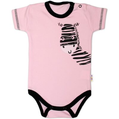 Baby Nellys Body krátký rukáv Zebra - růžové Baby Nellys Body krátký rukáv Zebra - růžové