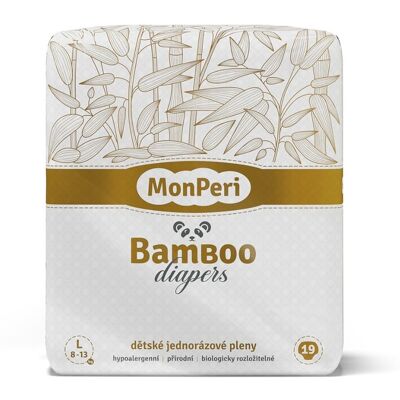 MonPeri Bamboo L 8-13 kg dětské plenky 19 ks MonPeri Bamboo L 8-13 kg dětské plenky 19 ks