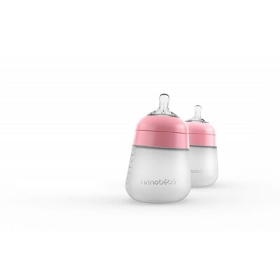 Nanobébé Silikonová dětská Flexy láhev 270ml 2ks - růžová Nanobébé Silikonová dětská Flexy láhev 270ml 2ks - růžová