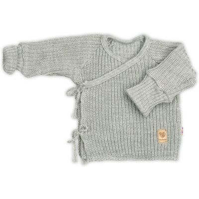 Baby Nellys Kojenecký svetřík, rostoucí, na zavazování na boku - šedý Baby Nellys Kojenecký svetřík, rostoucí, na zavazování na boku - šedý