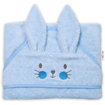 Baby Nellys Dětská froté osuška s kapucí 80 x 80 cm, Cute Bunny - modrá, Baby Nellys Dětská froté osuška s kapucí 80 x 80 cm, Cute Bunny - modrá,