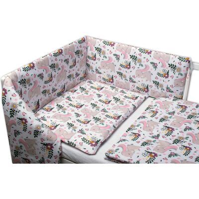 Baby Nellys 3-dílná sada, mantinel s povlečením Králíček na louce - růžová, bílá, 135x100 Baby Nellys 3-dílná sada, mantinel s povlečením Králíček na louce - růžová, bílá, 135x100