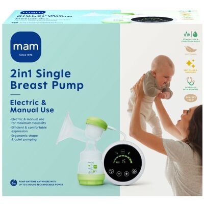 MAM 2v1 Odsávačka mateřského mléka elektrická a manuální MAM 2v1 Odsávačka mateřského mléka elektrická a manuální