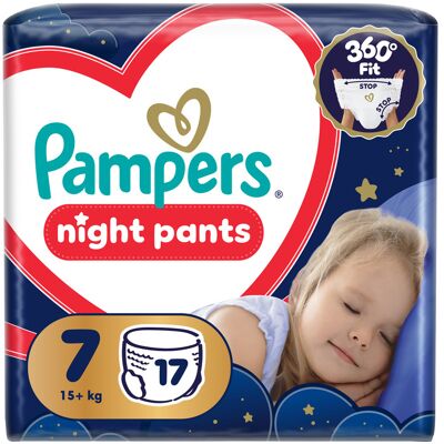 Pampers Night Pants vel. 7 15+ kg dětské plenkové kalhotky 17 ks Pampers Night Pants vel. 7 15+ kg dětské plenkové kalhotky 17 ks