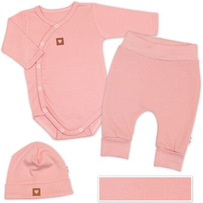 Baby Nellys Rostoucí 3dílná sada pro miminko Nature - korálová Baby Nellys Rostoucí 3dílná sada pro miminko Nature - korálová
