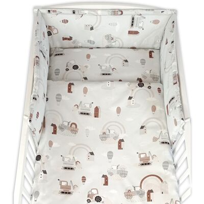 Baby Nellys Sada do postýlky 3D, mantinel a povlečení - Malý stavitel, šedá Baby Nellys Sada do postýlky 3D, mantinel a povlečení - Malý stavitel, šedá