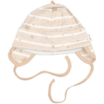 Baby Nellys Čepička pro miminko na zavazování, bavlna, Baby Stars, pastel beige, vel. 74/80 vel. 74/80 Baby Nellys Čepička pro miminko na zavazování, bavlna, Baby Stars, pastel beige, vel. 74/80 vel. 74/80