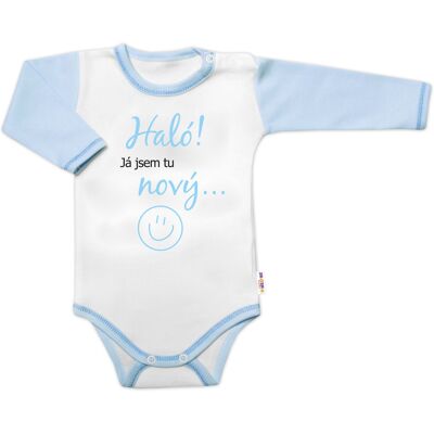 Baby Nellys Body dl. rukáv s vtipným textem, Haló! Já jsem tu nový, vel. 86 Baby Nellys Body dl. rukáv s vtipným textem, Haló! Já jsem tu nový, vel. 86