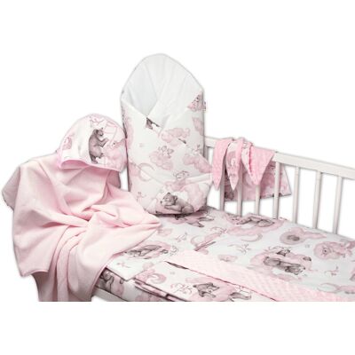 Baby Nellys 6-ti dílná výhod. sada s dárkem pro miminko , 135x100 Zvířátka na mráčku,růžová Baby Nellys 6-ti dílná výhod. sada s dárkem pro miminko , 135x100 Zvířátka na mráčku,růžová
