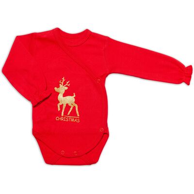 Mamatti Kojenecké body dlouhý rukáv, zapínání bokem, Vánoce, červená/zlatá Mamatti Kojenecké body dlouhý rukáv, zapínání bokem, Vánoce, červená/zlatá