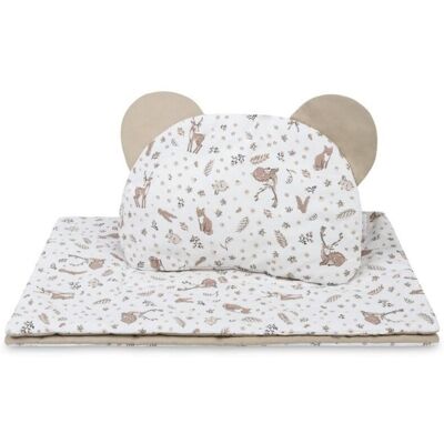 SENSILLO Set do kočárku Forest, bavlněný 54 × 74 cm + polštářek 28 × 36 cm, béžový SENSILLO Set do kočárku Forest, bavlněný 54 × 74 cm + polštářek 28 × 36 cm, béžový