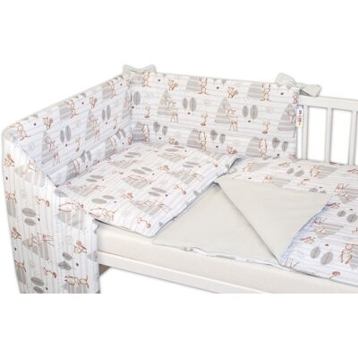 Baby Nellys - Zvířátka v lese - šedá - 135x100 - Dětská souprava do postýlky Baby Nellys - Zvířátka v lese - šedá - 135x100 - Dětská souprava do postýlky