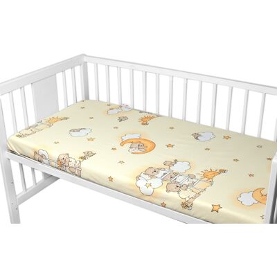 Baby Nellys Prostěradlo do postýlky 140x70cm, bavlna Premium, Medvídek na žebříku, žluté Baby Nellys Prostěradlo do postýlky 140x70cm, bavlna Premium, Medvídek na žebříku, žluté