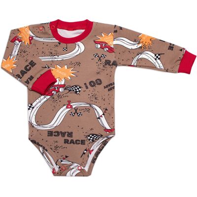 Mrofi Body dl. rukáv, bavlna, zapínání u krku , RACE - hnědé, vel. 80 Mrofi Body dl. rukáv, bavlna, zapínání u krku , RACE - hnědé, vel. 80