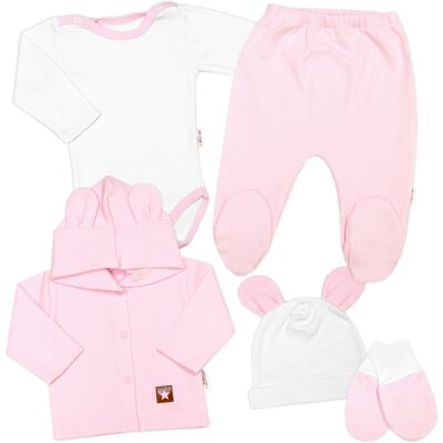 Baby Nellys Žebrovaná sada, Star 5D, body, polodupačky, kabátek, čepička, rukavice, vel. 62 Baby Nellys Žebrovaná sada, Star 5D, body, polodupačky, kabátek, čepička, rukavice, vel. 62