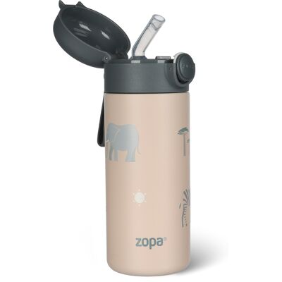 Zopa Termoska na tekutiny s brčkem a silikonovým držákem 350 ml, Safari 3 Zopa Termoska na tekutiny s brčkem a silikonovým držákem 350 ml, Safari 3