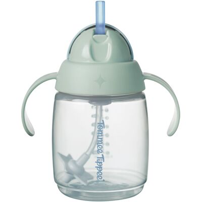Tommee Tippee Tréninkový netekoucí hrnek s brčkem se závažím 6m+ 240 ml zelený Tommee Tippee Tréninkový netekoucí hrnek s brčkem se závažím 6m+ 240 ml zelený