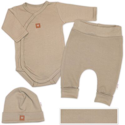 Baby Nellys Rostoucí 3dílná sada pro miminko Nature - taupe, vel. 56/62 Baby Nellys Rostoucí 3dílná sada pro miminko Nature - taupe, vel. 56/62