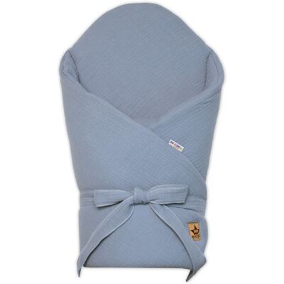 Baby Nellys Mušelínová zavinovačka s výztuží na zavazování, denim Baby Nellys Mušelínová zavinovačka s výztuží na zavazování, denim