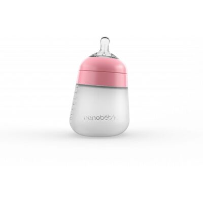 Nanobébé Silikonová dětská Flexy láhev 270ml 1ks - růžová Nanobébé Silikonová dětská Flexy láhev 270ml 1ks - růžová