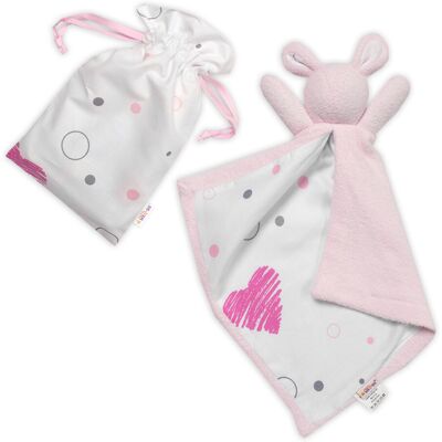Baby Nellys Mazlík, přítulníček Zajíček, froté + bavlna, I love Girl , růžová Baby Nellys Mazlík, přítulníček Zajíček, froté + bavlna, I love Girl , růžová