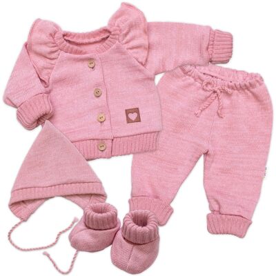 Baby Nellys Rostoucí pletená sada 4D Girl s volánkem Love, růžová, vel. 68/74 Baby Nellys Rostoucí pletená sada 4D Girl s volánkem Love, růžová, vel. 68/74