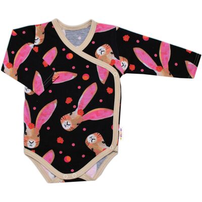 Baby Nellys Zavinovací kojenecké body dl. rukáv, bavlna, Zajíček granát vel. 62 Baby Nellys Zavinovací kojenecké body dl. rukáv, bavlna, Zajíček granát vel. 62