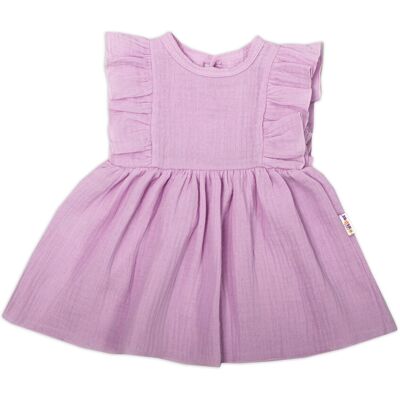 Baby Nellys Lehké mušelínové šatičky pro holčičky, lila, Baby Nellys Lehké mušelínové šatičky pro holčičky, lila,