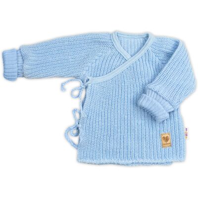 Baby Nellys Kojenecký svetřík, rostoucí, na zavazování na boku - modrá, vel. 62/68 Baby Nellys Kojenecký svetřík, rostoucí, na zavazování na boku - modrá, vel. 62/68