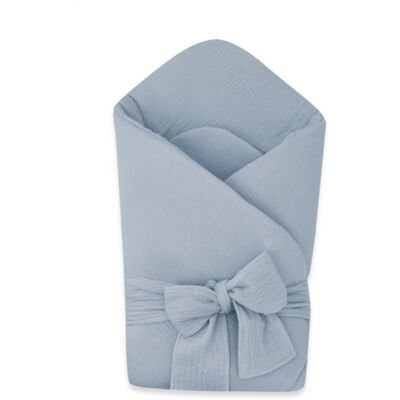 Baby Nellys Elegantní mušelínová zavinovačka s vázáním Nature, 75x75 cm, jeans Baby Nellys Elegantní mušelínová zavinovačka s vázáním Nature, 75x75 cm, jeans